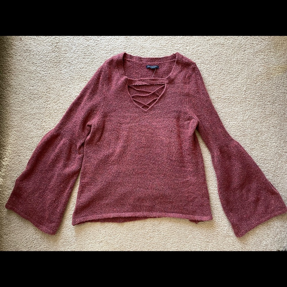 Super soft rip necked mauve sweater